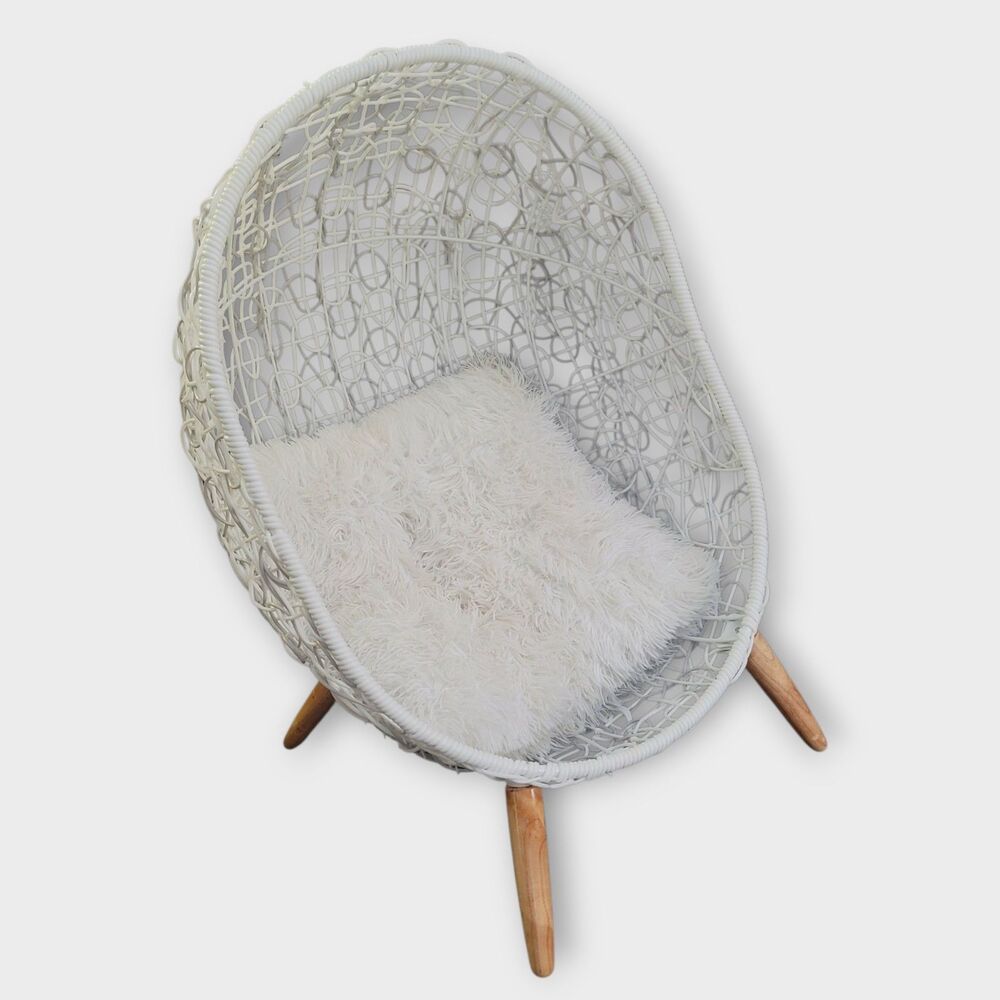 Puppy Pets Small Dogs Rattan Basket Wicker Egg Lounge Chair White Waterproof